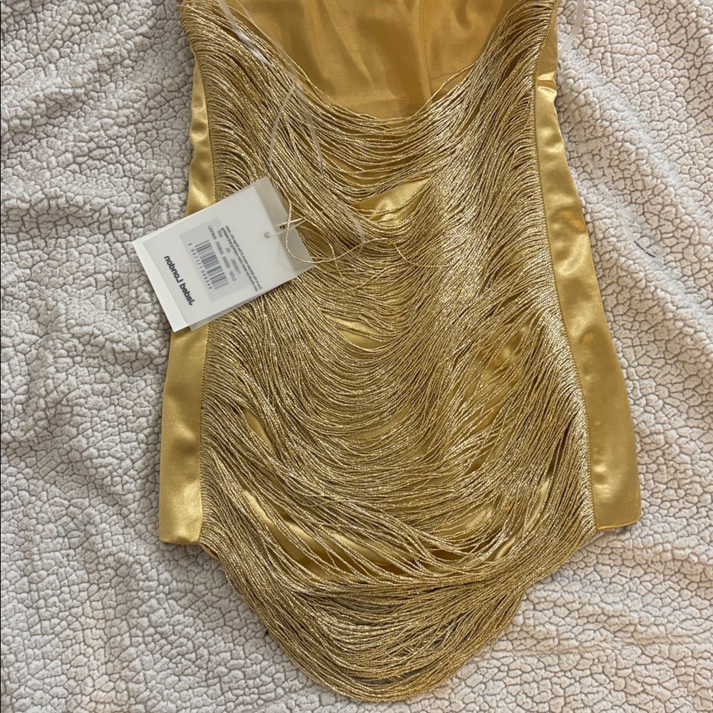 Jaded London Lavinia Backless Fringe Mini Dress in Gold - Picture 11 of 12